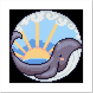 pixel whale Posters and Art